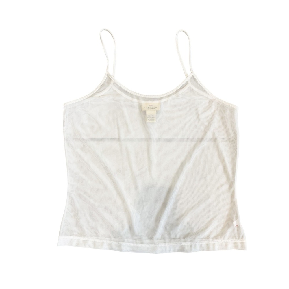 Vintage Limited America White Mesh Camisole Top Y2K Festival Sheer Tank MEDIUM